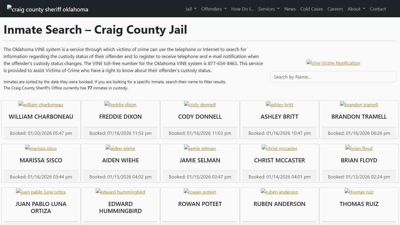 Inmate Search | Craig County Sheriff's Office
